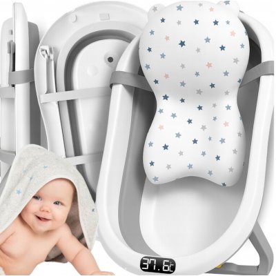 TO-MA Skládací vanička s LCD teploměrem a poduškou XL BATH&CARE – Zboží Dáma
