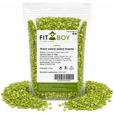 Fitboy Hrách zelený půlený loupaný 1 kg – Sleviste.cz