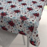 Biante satén obdélníkový ubrus LUP-506 Vánoční hvězdy na ledově modrém 140x180 cm – Sleviste.cz