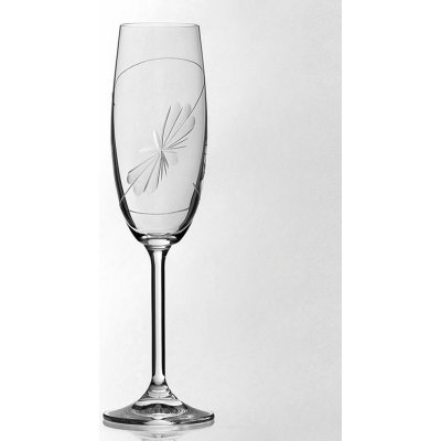 Bohemia Crystal broušené skleničky na sekt Natálie Motýl 6 x 190 ml