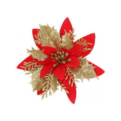 SPRINGOS Vánoční hvězda s klipem 13x13 cm zlato-červená CA0729-XG – Zboží Dáma