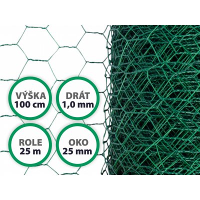 Králičí pletivo chovatelské, zelené (PVC), oko 25 mm, 100 cm výška, role 25 m – Hledejceny.cz