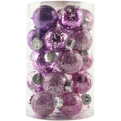 DECOLED Sada vánočních ozdob fialová 6 cm plastové baňky, balení 25 ks – Hledejceny.cz