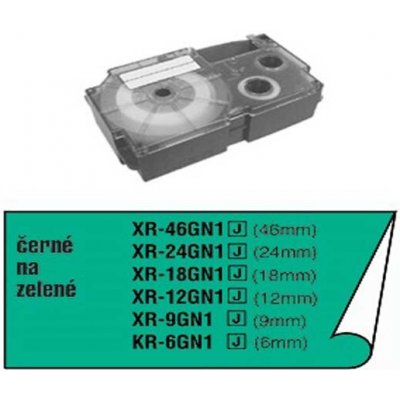 CASIO XR-6GN1, černý tisk/zelený podklad, nelaminovaná, 8m, 6mm