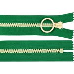 Kostěný zip barevný No 5 délka 25 cm s ozdobným jezdcem - zelená/světle béžová – Hledejceny.cz
