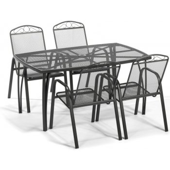 IWHOME Jídelní set stůl ZWMT 24 tmavě šedá + 4x křeslo ZWMC-31 tmavě šedá