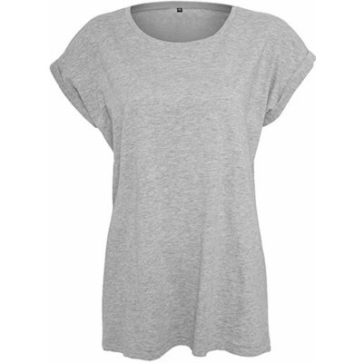 Build Your Brand Prodloužené splývavé tričko s ohrnutými rukávy šedá melír
