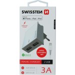 SWISSTEN SÍŤOVÝ ADAPTÉR SMART IC 2x USB 3A POWER + DATOVÝ KABEL USB / LIGHTNING MFi 1,2 M BÍLÝ – Zbozi.Blesk.cz