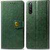 Pouzdro a kryt na mobilní telefon Sony PROTEMIO 33163 LEATHER BUCKLE Peňaženkový obal Sony Xperia 10 III zelený