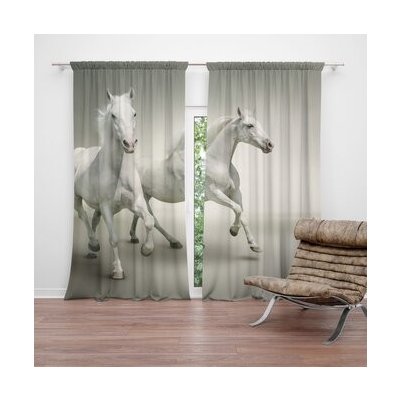 Sablio Závěs Dva bílí koně: 2ks 140x250cm – Hledejceny.cz