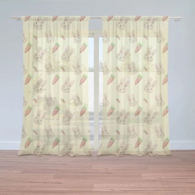 Sablio Záclony Zajíček s mrkví: 2ks 150x250cm – Hledejceny.cz