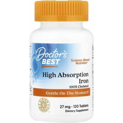 Doctor’s Best High Absorption Iron Ferrochel bisglycinát zinečnatý 27 mg 120 tablet – Hledejceny.cz