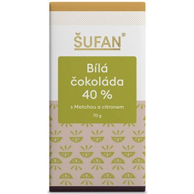 Šufan Bílá čokoláda 40% s matchou a citronem 70 g – Sleviste.cz