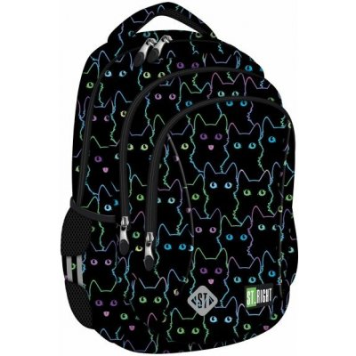 Menší školní/volnočasový batoh St.RIGHT -Cat Outline, 20 l, 3 komory, BP26, ergonomický – Zboží Mobilmania