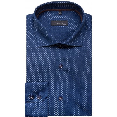 Villaro by MMER pánská prodloužená košile dlouhý rukáv Slim Fit A084DSL tmavě modrá s puntíky – Zboží Dáma