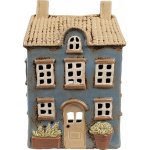 Modrý keramický domeček na čajovou svíčku Houthem XXI – 16x10x23 cm – Zboží Dáma