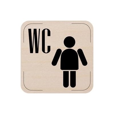 Popis místnosti - cedulka na dveře - WC muži, dřevěná tabulka, 80 x 80 mm – HobbyKompas.cz