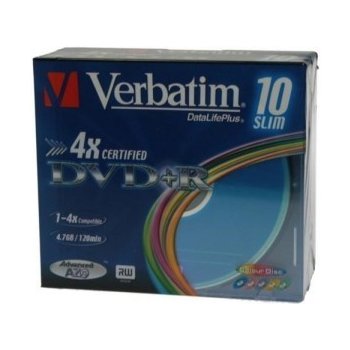 Verbatim DVD+R 4,7GB 4x, AZO, slimbox, 10ks (43466)