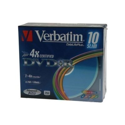 Verbatim DVD+R 4,7GB 4x, AZO, slimbox, 10ks (43466)