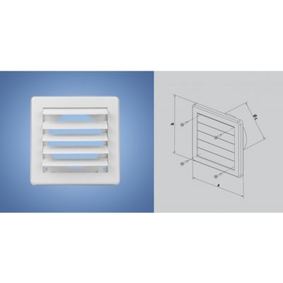 Mřížka větrací s gravitační žaluzií bílá - VM 175x175 G/125 B – Zboží Mobilmania