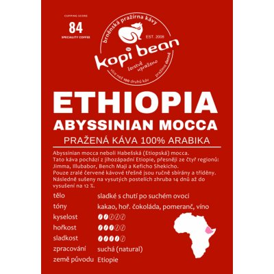 kopi bean Ethiopia Abyssinian Mocca Arabika Mletá hrubě 50 g