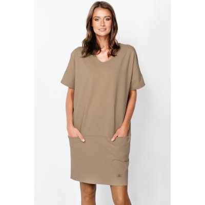 Italian Fashion Tunika s krátkým rukávem Karina bavlna Světle hnědá S – Sleviste.cz