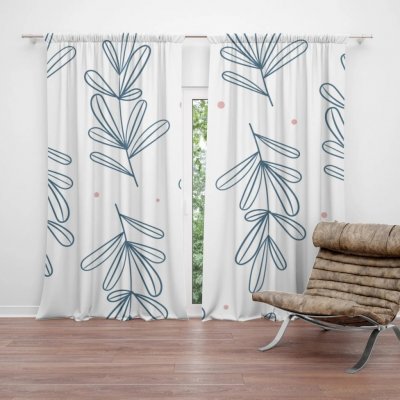Sablio Závěs Modré lístky: 2ks 140x250cm – Hledejceny.cz