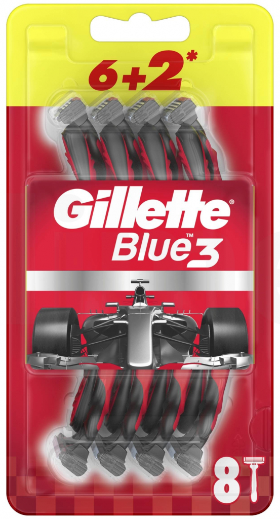 Gillette Blue3 Red 8 ks