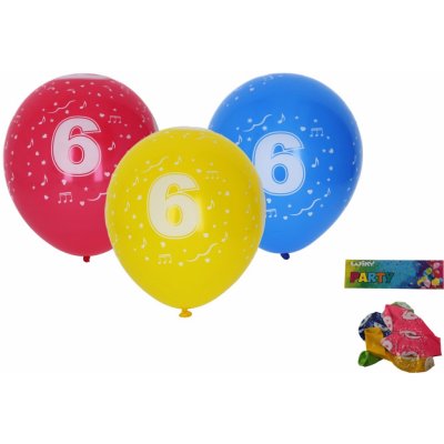 WIKY Balónek nafukovací 30cm - sada 5ks, s číslem 6 – Zboží Mobilmania