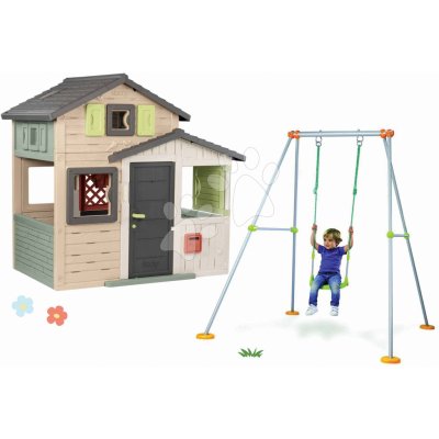 Smoby Set domeček Přátel a houpačka 120 cm Baby Swing Friends Evo Playhouse Green rozšiřitelný – Zbozi.Blesk.cz