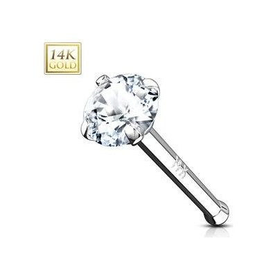 Šperky4U zlatý piercing do nosu čirý zirkon ZL01032-WG – Zboží Dáma