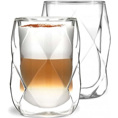 Duali set 2 sklenic s dvojitou stěnou Pohár skleněný termo caffee latte set 280 ml