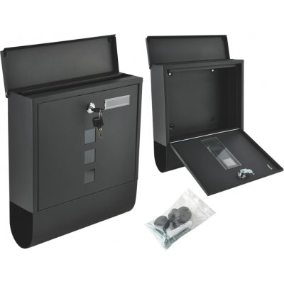 MT MALATEC Moderní poštovní schránka formátu A4 s krytem Jmenovka Přihrádka na noviny Okénko Uzamykatelná 2 klíče Nerezová ocel Černá 6244 – Hledejceny.cz