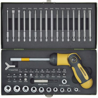 PROXXON 23104 Sada bitů a hlavic s ráčnovým šroubovákem - 54 dílů – Sleviste.cz