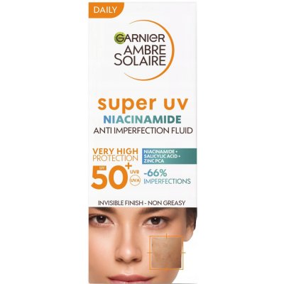 Garnier Ambre Solaire Super UV opalovací fluid na obličej 50+ 40 ml – Zboží Dáma