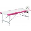 Masážní stůl a židle Nabytek XL Skládací masážní stůl se 2 zónami hliník bílý a růžový