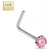 Piercing Šperky4U zlatý piercing do nosu růžový zirkon ZL01027P-WG