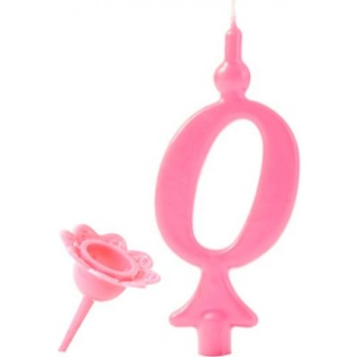 Modecor Narozeninová svíčka se zapichovacím stojánkem Číslice růžová 0 – Zboží Mobilmania