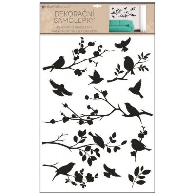 Anděl Samolepka na zeď - větev s ptáčky - 42 x 60 cm - 15503 – Zbozi.Blesk.cz
