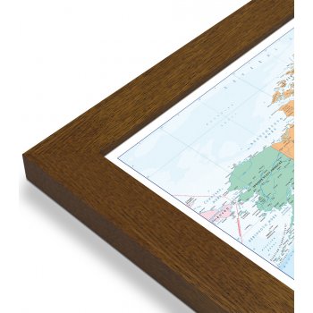 Excart Maps Svět - nástěnná politická mapa 194 x 138 cm (ČESKY) Varianta: mapa v dřevěném rámu, Provedení: Pegi tmavý ořech