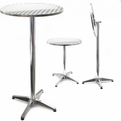 Hliníkový výškově nastavitelný barový stůl o výšce 74/114 a průměru 60cm. Skládací bistro stolek, party stůl. – Zboží Mobilmania