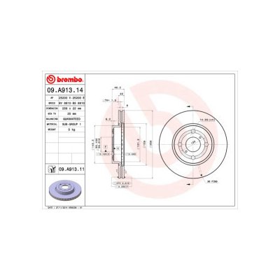 BREMBO brzdový kotouč 09.A913.14