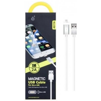 PLUS nabíjecí kabel AS116, konektor micro USB, magnetický, bílá – Zbozi.Blesk.cz