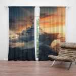 Sablio Závěs Válečná loď v rozbouřených vodách: 2ks 140x250cm – Hledejceny.cz