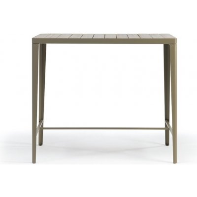 Ethimo Barový stůl Laren, obdélníkový 120x60x105 cm, rám lakovaná ocel Mud Grey, deska mořené teakové dřevo