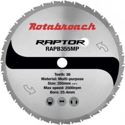 Rotabroach kotouč Raptor 355 mm 1750 80 hliník 355 25,4 mm