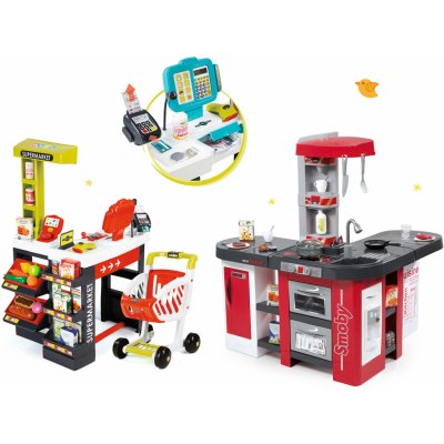 Smoby set kuchyňka Tefal Studio XXL elektronická s magickým bubláním a supermarket elektronický s váhou pokladnou – Hledejceny.cz