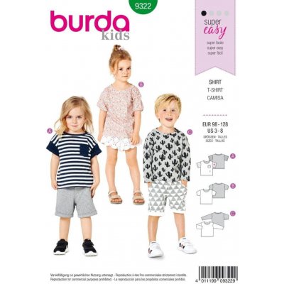 Burda Střih Burda 9322 - Dětské tričko, tričko s dlouhým rukávem – Zboží Mobilmania