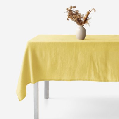 Goldea hranatý ubrus ze lněné směsi žlutý 120x140 cm – Hledejceny.cz