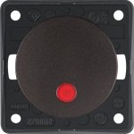 Berker Integro Flow Tlačítkový spínač kontrolny s červenou čočkou, 2pólový, hnědá, mat 937522501